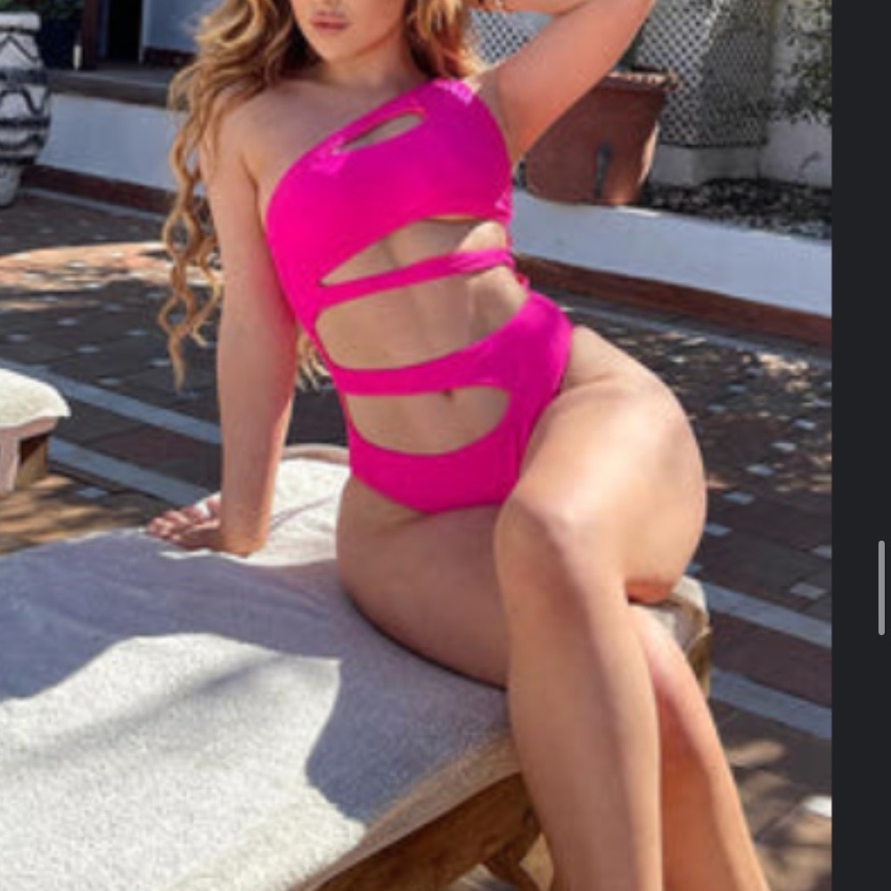 Stylish pink one piece swim suit
